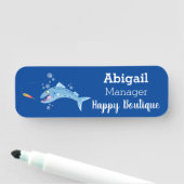 Barracuda Fisch hungriger Cartoon Namensschild (Beispiel)