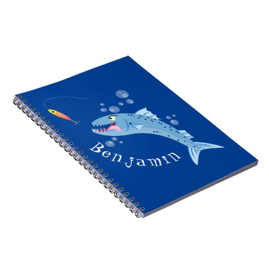 Barracuda Fisch hungriger Cartoon Notizblock (Rechte Seite)