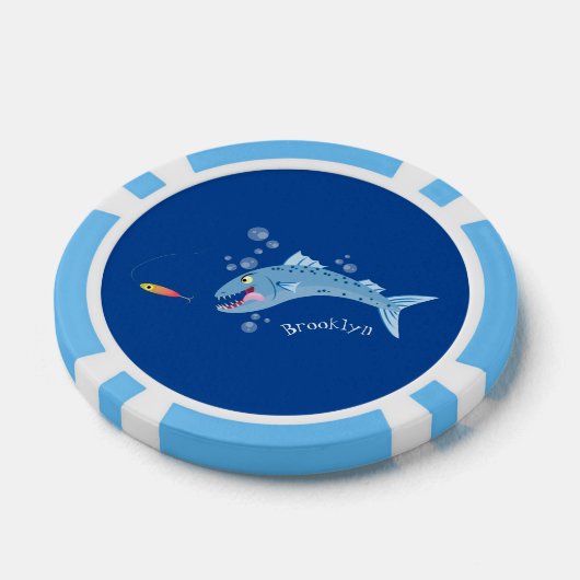 Barracuda Fisch hungriger Cartoon Pokerchips (Einzeln)