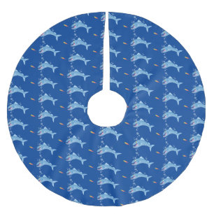 Barracuda Fisch hungriger Cartoon Polyester Weihnachtsbaumdecke