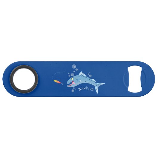 Barracuda Fisch hungriger Cartoon Speed Flaschenöffner (Vorderseite (Horizontal))