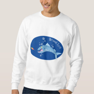 Barracuda Fisch hungriger Cartoon Sweatshirt