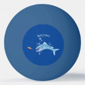 Barracuda Fisch hungriger Cartoon Tischtennisball (Rückseite)