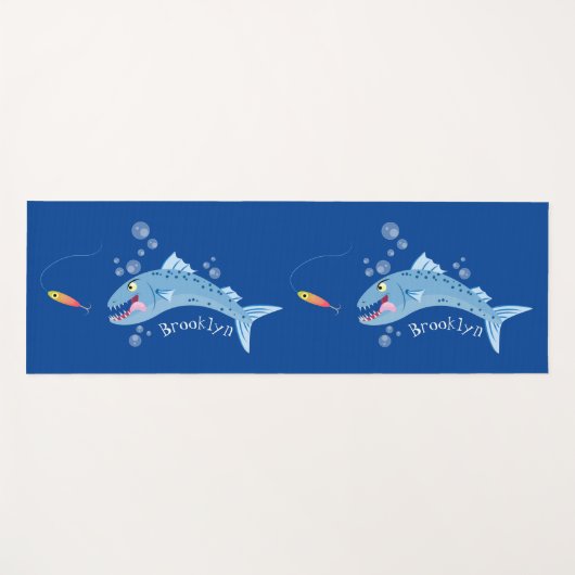 Barracuda Fisch hungriger Cartoon Yogamatte (Vorderseite (Horizontal))
