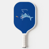 Barracuda fish hungry fishing cartoon illustration pickleball schläger (Rückseite)