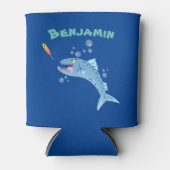 Barracuda hungriger Cartoon Dosenkühler (Vorderseite)