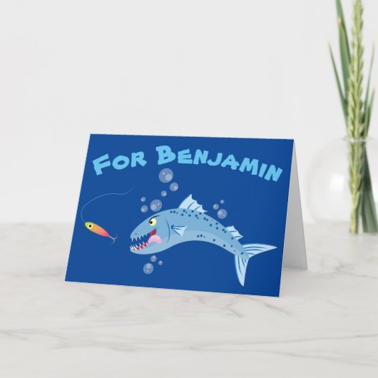 Barracuda hungriger Cartoon Karte (Vorderseite)