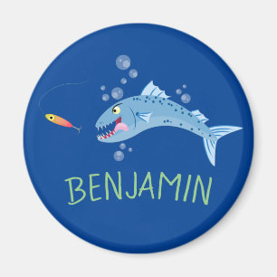 Barracuda hungriger Cartoon Magnet