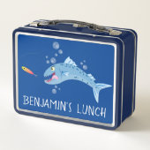 Barracuda hungriger Cartoon Metall Brotdose (Rückseite)