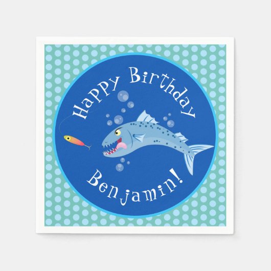 Barracuda hungriger Cartoon Serviette (Vorderseite)