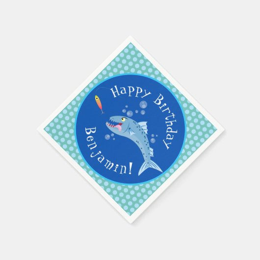 Barracuda hungriger Cartoon Serviette (Ecke)