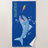Barracuda hungriger Cartoon Strandtuch (Vorderseite)