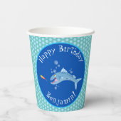 Barracuda hungriges Angeln personalisierter Geburt Pappbecher (Rückseite)