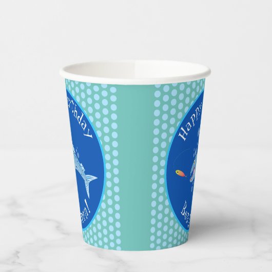 Barracuda hungriges Angeln personalisierter Geburt Pappbecher (Links)