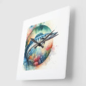 Barracuda in Vibrant Waters 130624AREF119 - Waterc Quadratische Wanduhr (Winkel)