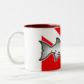 Barracuda-Tauchen-Flagge Zweifarbige Tasse (Links)
