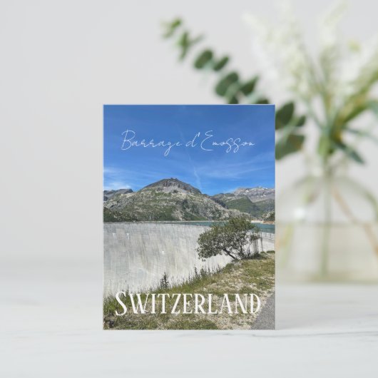 Barrage d'Emosson, Schweiz, Damm, Berge Postkarte (Stehend Vorderseite)