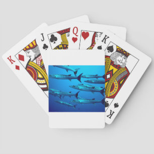 Barrakuda-Tiefseetaucher-Ozean-Wasser-tropische We Spielkarten