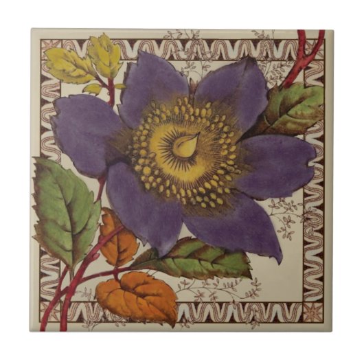 Barratt Lila Peony Viktorianisch Transferware Repr Fliese (Vorderseite)