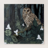 Barred Owl Fantasy Woodland Trillium Night Garden Puzzle (Vertikal)
