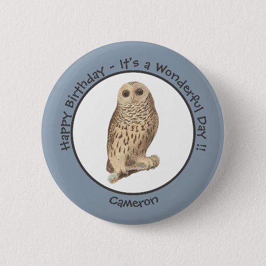 Barred Owl - Geburtstag oder anderes Party Themed  Button (Vorderseite)