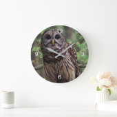 Barred Owl Große Wanduhr (Zuhause)