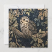 Barred Owl im Wald William Morris Style Einladung (Vorderseite)