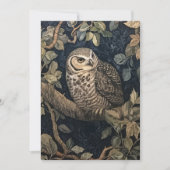Barred Owl in einem Baum William Morris Style Einladung (Vorderseite)