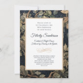 Barred Owl in einem Baum William Morris Style Einladung (Rückseite)