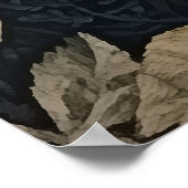 Barred Owl in einem Nachtwald William Morris Style Poster (Ecke)