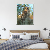 Barred Owl in einem spanischen Moos Leinwanddruck (Insitu (Schlafzimmer))