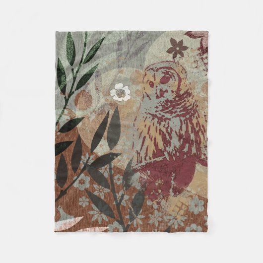 Barred Owl Nature Heart Blätter Blume Tapestry Fleecedecke (Vorderseite)