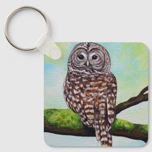 Barred Owl Painting Keychain Schlüsselanhänger (Vorderseite)