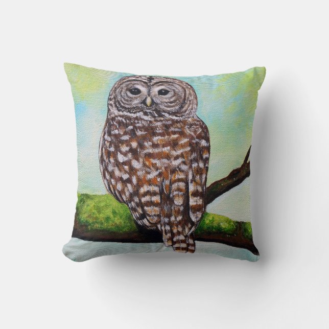 Barred Owl Painting Kissen (Vorderseite)