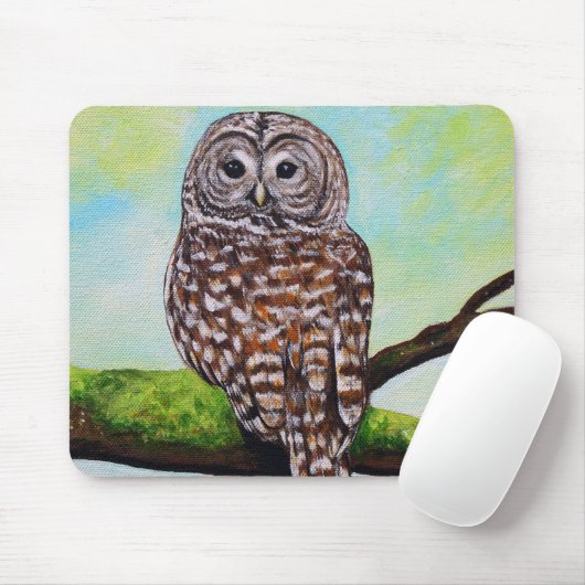 Barred Owl Painting Mousepad (Mit Mouse)