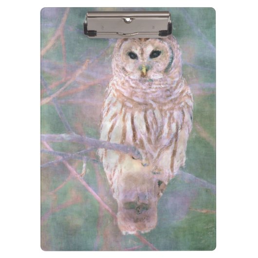 Barred Owl Pastel Digitales Ölgemälde Klemmbrett (Vorderseite)