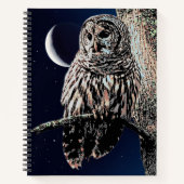 Barred Owl und Crescent Moon in Starry Sky Notizblock (Vorderseite)