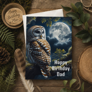 Barred Owl und Moon Vater Geburtstag Karte