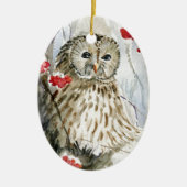 Barred Owl watercolor painting Keramik Ornament (Vorne)