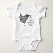 Barred Rock Chicken mit T - Shirt "Funny Text" (Vorderseite)