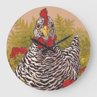 Barred Rock Chicken Wall Clock Große Wanduhr