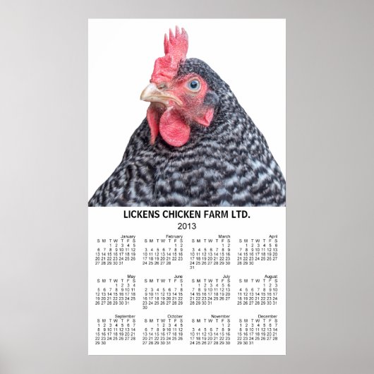 Barred Rock Chicken Wall Jährlich Kalender 2013 Poster (Vorne)