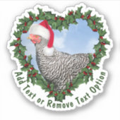 Barred Rock Chicken Wreath Weihnachten Aufkleber (Vorderseite)