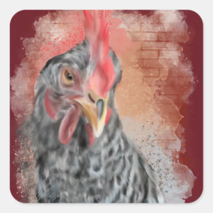 Barred Rock Hen Classic Quadratischer Aufkleber