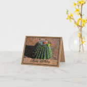 Barrel Cactus falded Greeting Card Karte (Gelbe Blume)