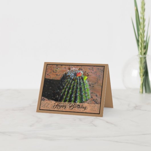 Barrel Cactus falded Greeting Card Karte (Vorderseite)