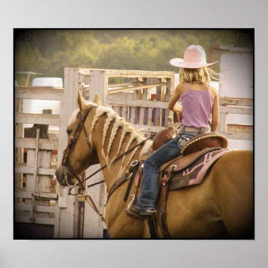 Barrel Race Girl and Pferd Poster (Vorne)
