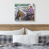 Barrel Race Girl und Palomino Pferd Leinwanddruck (Insitu (Schlafzimmer))