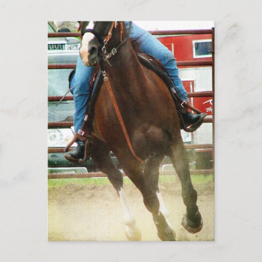 Barrel Race Pferd Postkarte (Vorderseite)