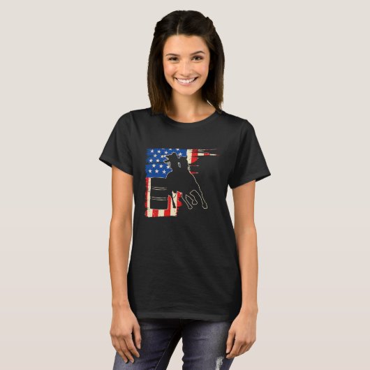 Barrel Racer American Flag Patriotic Rodeo Barrel T-Shirt (Vorne ganz)